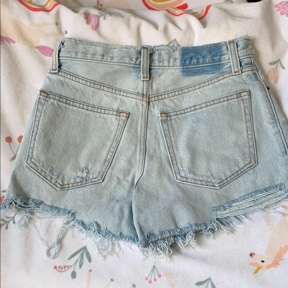 Abercrombie & Fitch Annie High Rise Denim Frayed Hem Women's Shorts - Picture 2 of 3